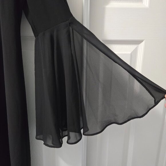 MSK black dress with beautiful long flared sleeves XL - Picture 3 of 5